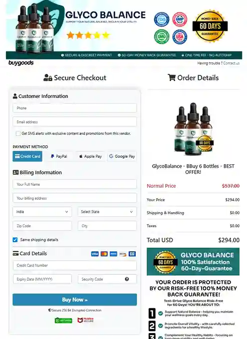Glyco Balance Order Page